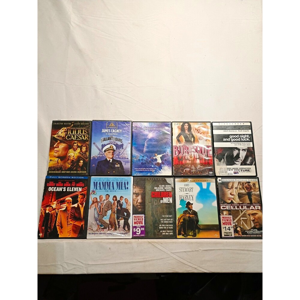 10 DVD Movie Lot James Cagney James Stewart Julius Caesar Classics & More
